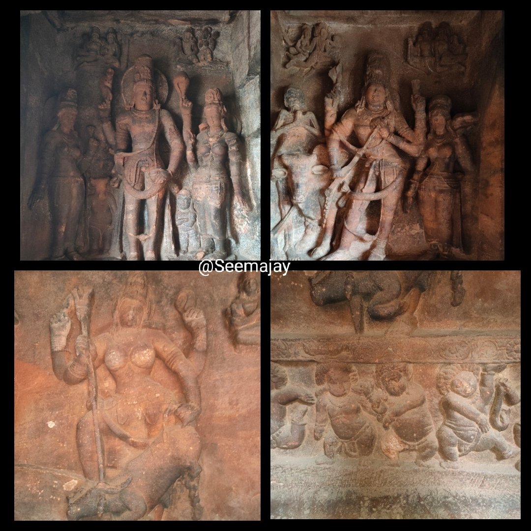 Seemajay9's tweet photo. These pics are from Badami cave temples. Carvings on
1. Roof of the cave temple
2.  Different dieties on the wall of the cave.
#ancientIndiantemples #Badamicavetemples #Indianarchitecture https://t.co/F01amS36iM