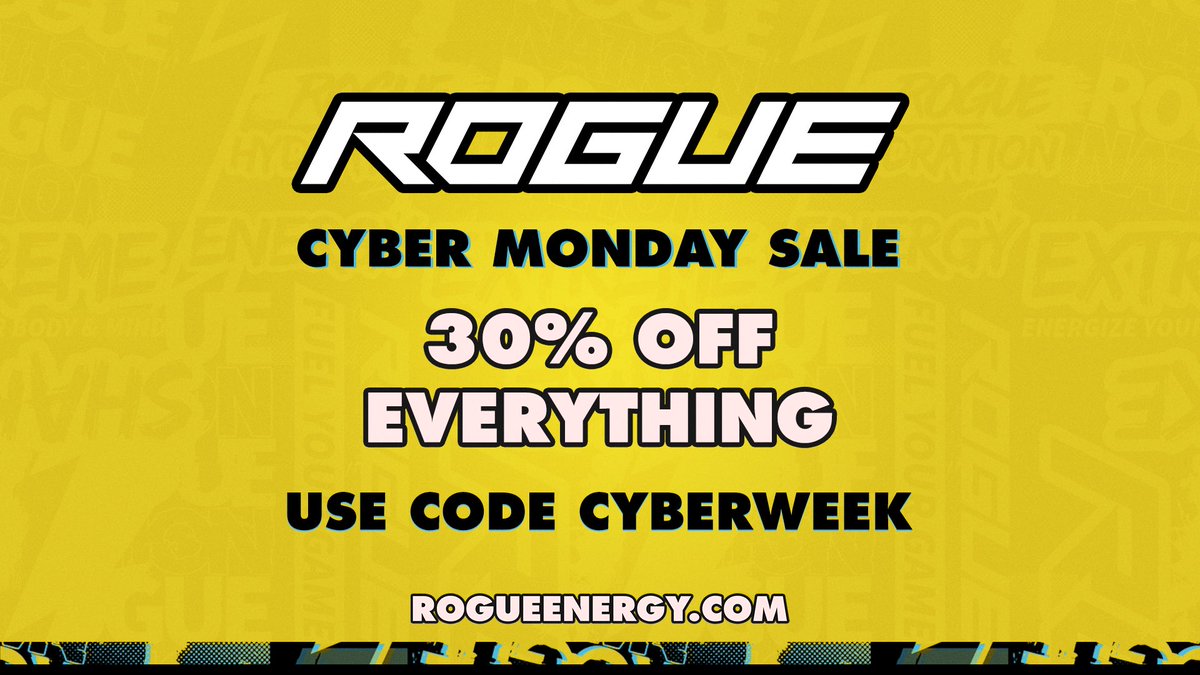 TheRogueEnergy's tweet photo. 🎁CYBER WEEK SALE🎁

From now until December 6th, take 30% Off site wide and enjoy the Holiday savings on all #RogueEnergy items. 

Use code CYBERWEEK and your favorite creator’s link to support them!

https://t.co/2hGZmY30ok https://t.co/M5mcUjnAng