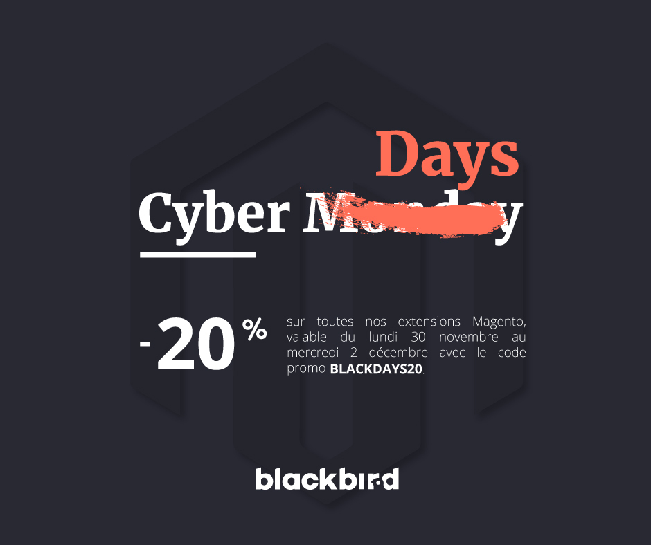 Mieux que le CyberMonday, on vous propose les CyberDays 🎊
TOUTES nos extensions <a href="/magento/">Magento</a> à -20% jusqu’au 2 décembre SEULEMENT!
swll.to/apTgF
#cybermonday #magento #magentoextensions