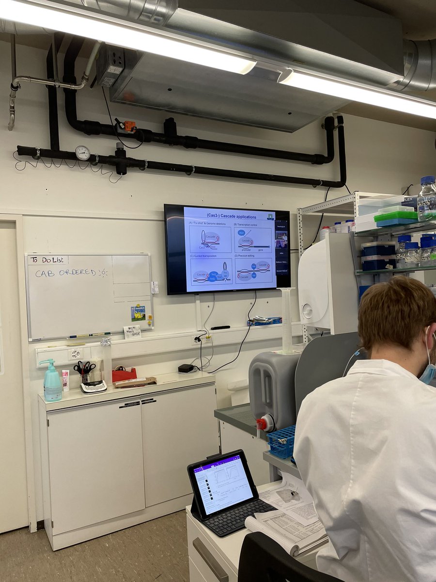 This is why we are having a TV in the lab! Listening to great talks while pipetting!