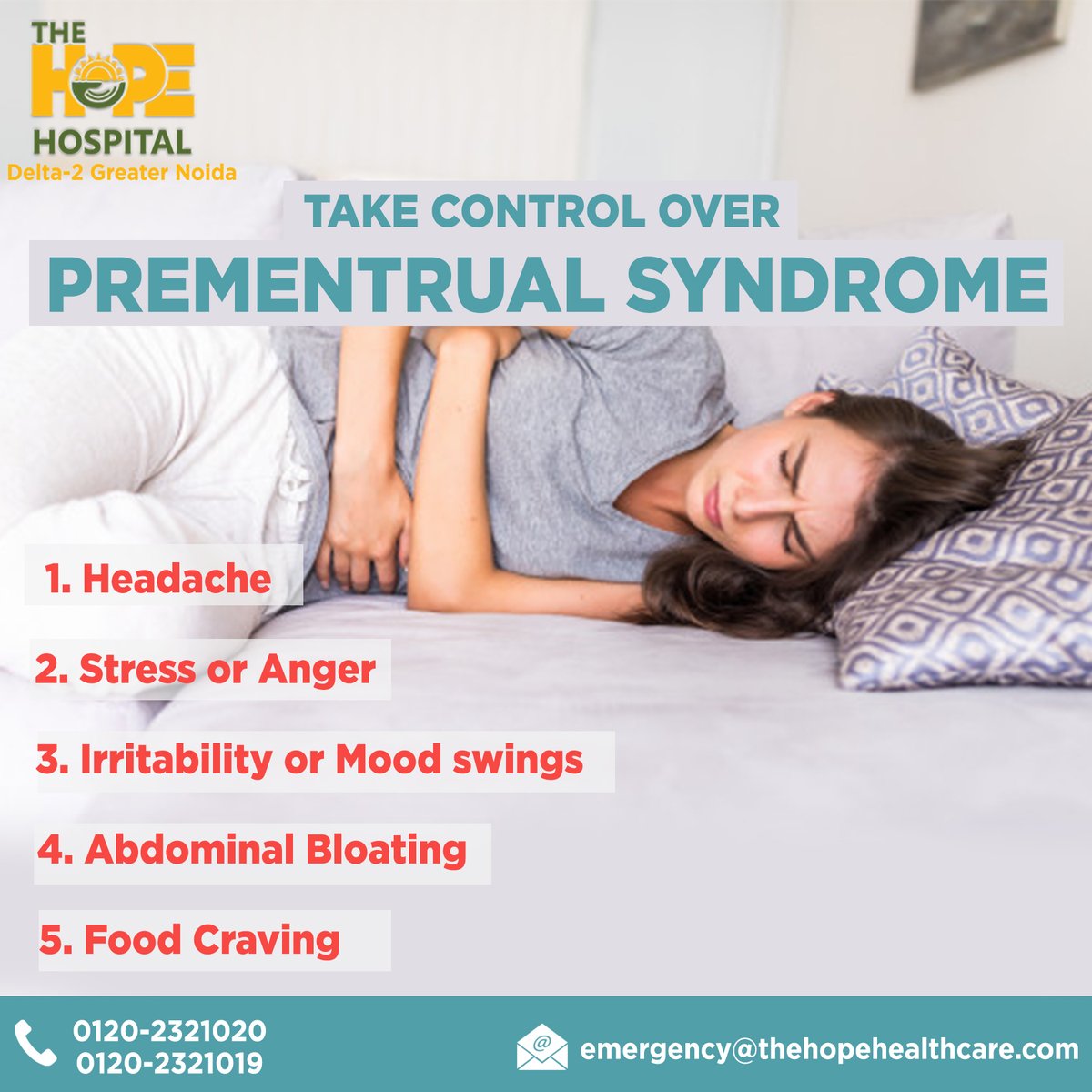 HopeHospitalGN's tweet photo. #PremenstrualSyndrome (#PMS) is a combination of emotional &amp; physical #symptoms, including joint &amp; #musclepain, abdominal bloating and #breast tenderness, along with general moodiness &amp; irritability which occur between the end of ovulation &amp; the first day of #menstruation. https://t.co/QrkZCS2MmM