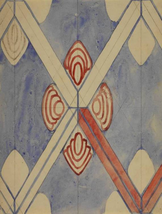 Happy St Andrew’s Day! This textile design by Charles Rennie Mackintosh is from The Hunterian Collection <a href="/UofGlasgow/">University of Glasgow</a>. The design makes a play on the Scottish flag, the Saltire, which shows a white St Andrew's cross against a blue background. #HunterianFromHome