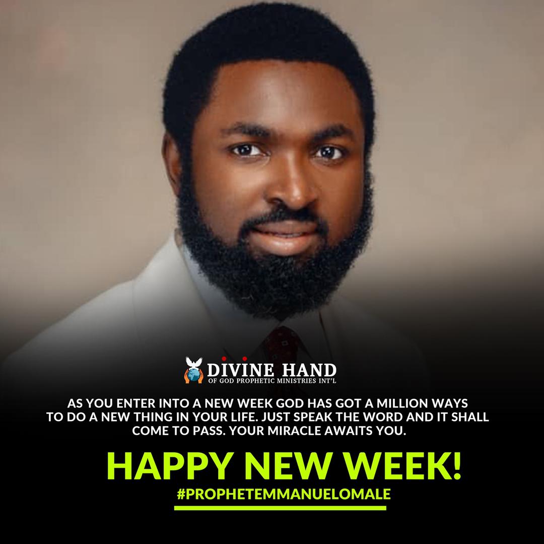 prophetdromale's tweet photo. Wishing you a happy, blessed, productive, problem free, new week...
Go forth and shine, in the name of Jesus...
Remain Blessed, Now and Always...
#prophetic #blessings #newweek #divine #omale https://t.co/lqJ60VztKr