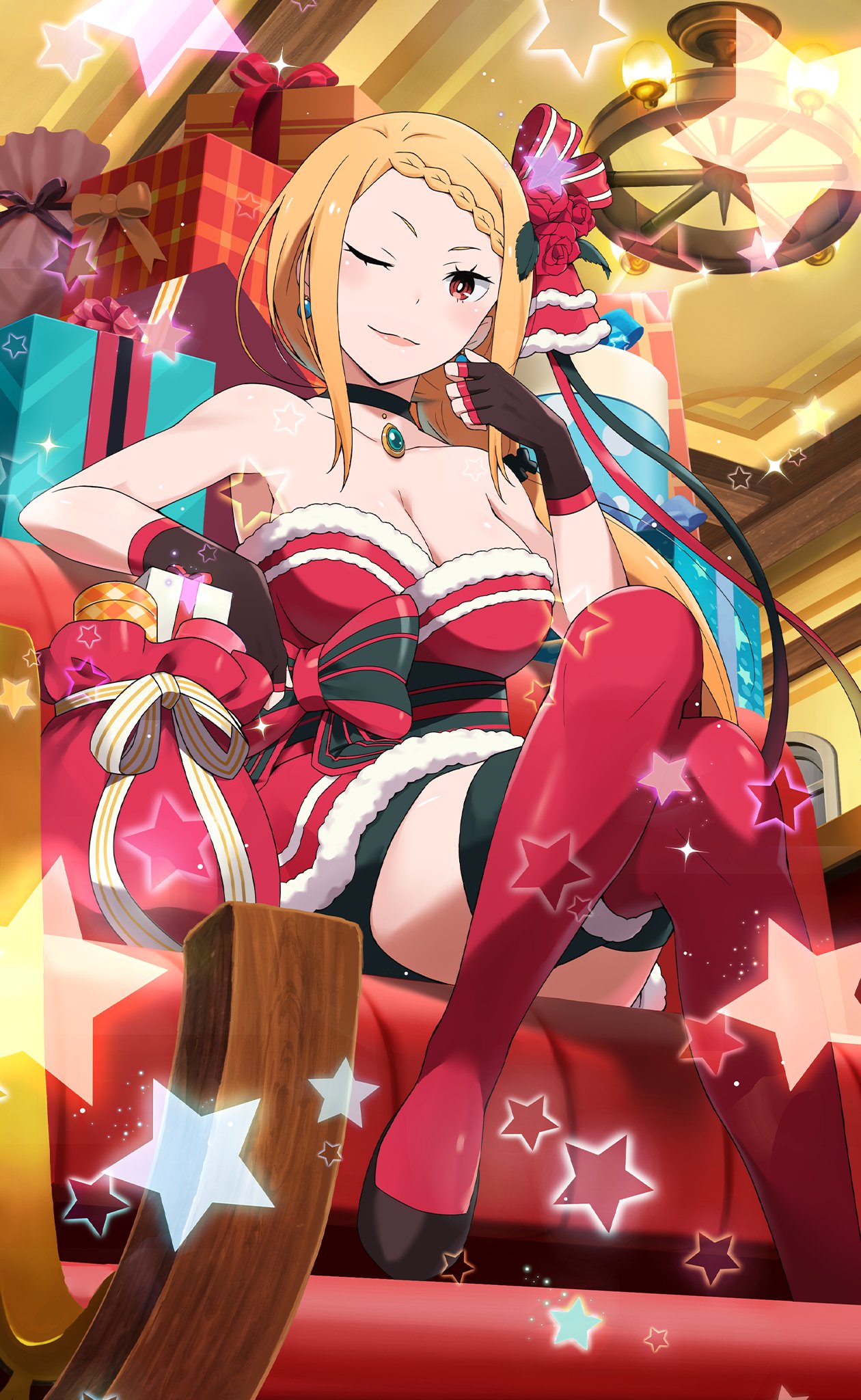 Re ゼロから始める異世界生活 Lost In Memories リゼロス 公式 ルグニカ王国伝令局より キャライラスト公開 アルに偏った知識を吹き込まれ サンタ衣装でロズワール邸を訪れたプリシラ 衣装は映えているがサンタクロースがお爺さんであることなど