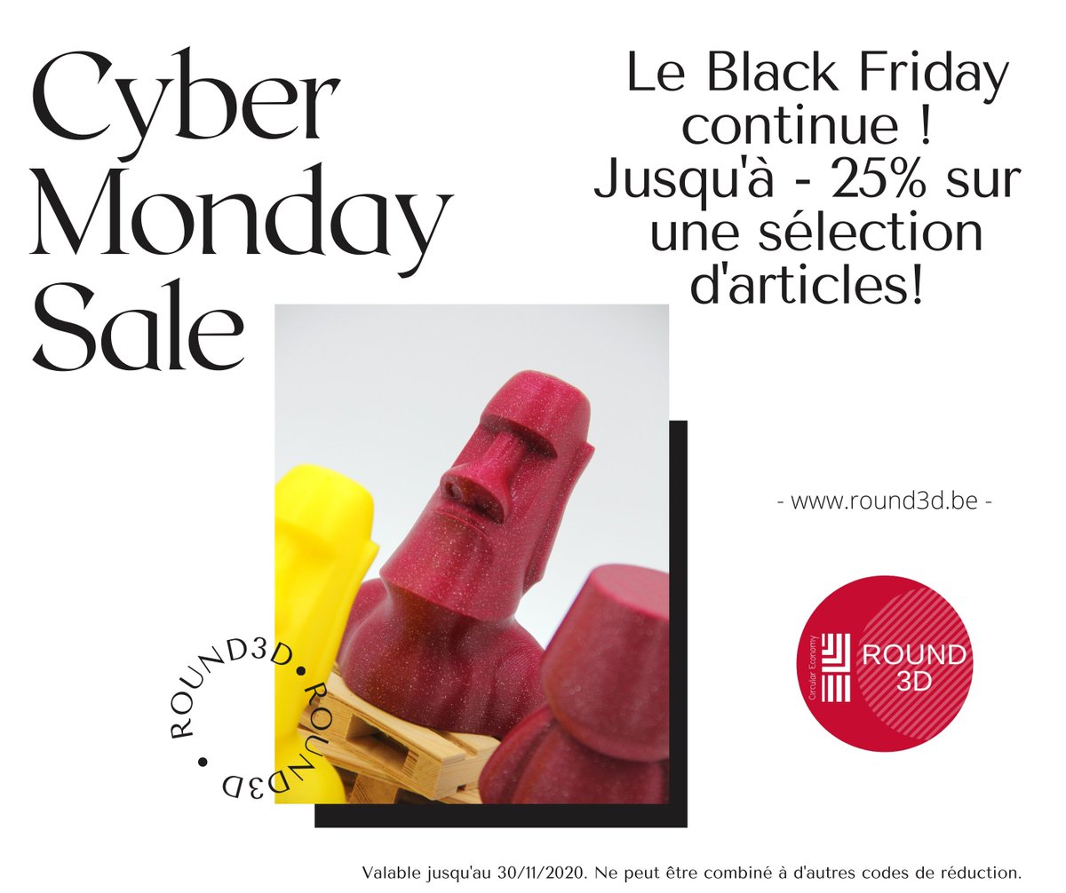 Psssst, le Black Friday continue! 🤭

Dernier jour pour en profiter ! Ne le manquez pas ! 🥳

 #3Dprinting #3Dprinted #3dprint #filament #3dmaker #3dmodel #3dmodelling #maker #tech #technology #fdm  #blackfriday #black #Friday #sale #sales #deals #3Dprinting #3D  #round3d