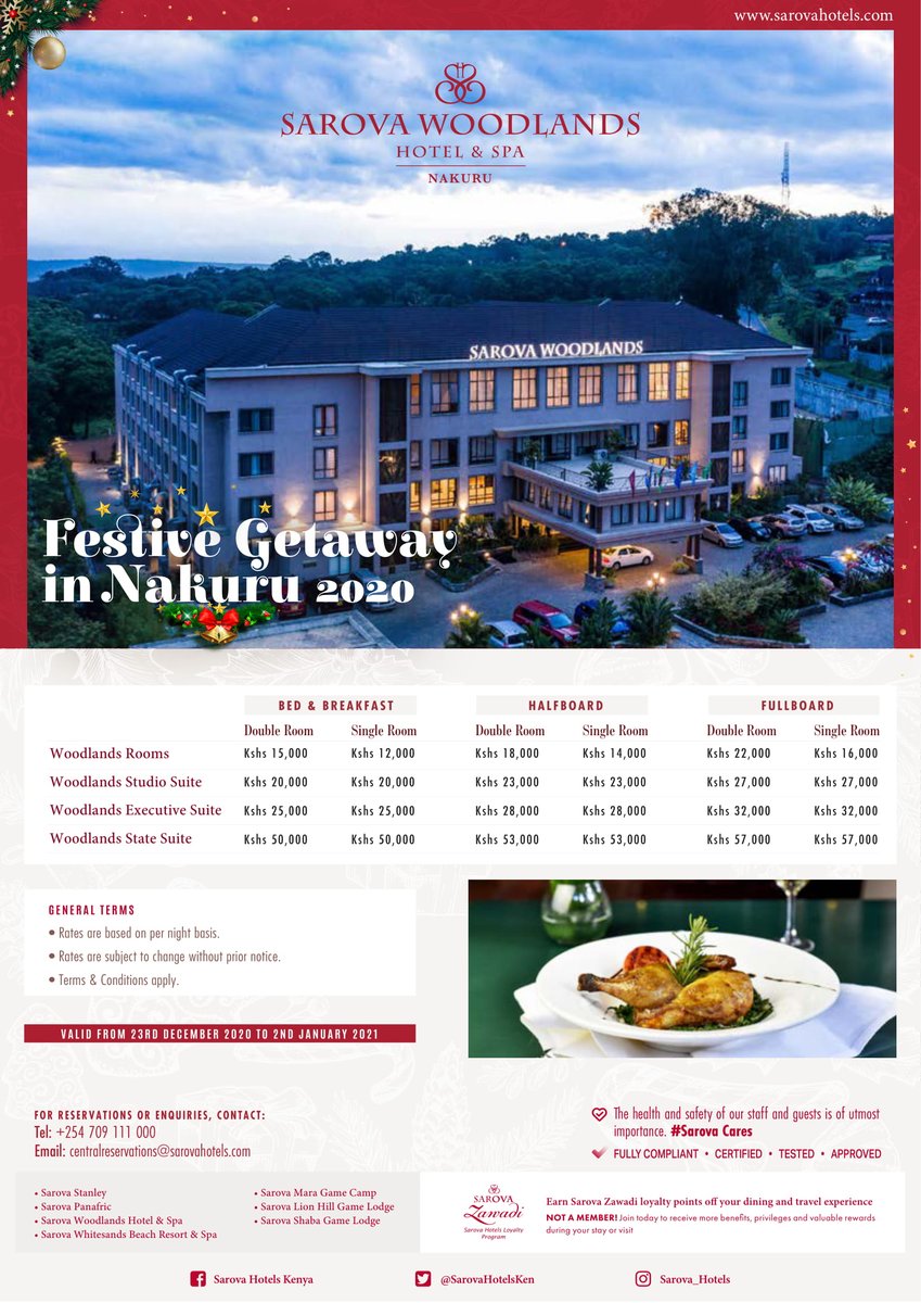 The festive period is here!
Have you booked your stay?
Call us +254 709 166 000