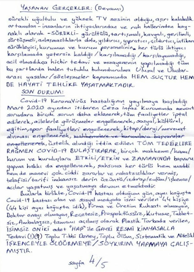 sevincozarslan's tweet photo. Müebbet verilen üsteğmen Yasin Solmaz Silivri'den yazdı: 

"Plastik torbada verilen isimsiz 12 adet hap ile gayri resmi kimyasalla tedavi (!) (?) toplu tıbbi deney, toplu ölüm, sistematik ve nitelikli işkenceyle öldürmeye/soykırım yapmaya çalışılmıştır.

https://t.co/ocjzLFNLYS https://t.co/AR24hlafti