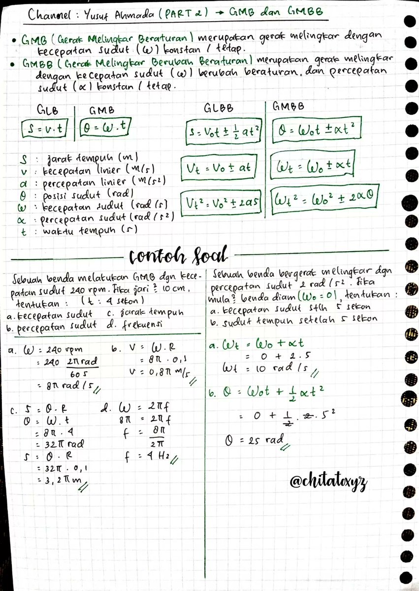 clearnote_id's tweet photo. Yuk belajar gerak melingkar dan gerak parabola 💪
#PAS2020 GERAK MELINGKAR - FISIKA KELAS X
Catatan keren dari @chitatoxyz 💃 https://t.co/q5XI3DGaAe
#fisika #gerakmelingkar #pas #belajar #studytwt https://t.co/iprOyQbuEV