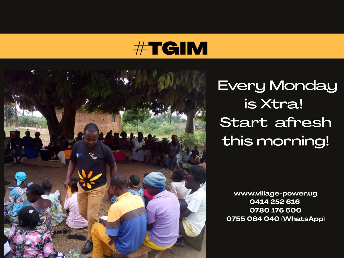 VillagePowerUg's tweet photo. #TGIM
Every Monday is Xtra! start afresh this morning #CleanEnergy #SaveWithSolar #YakaNeSolar #SolarExperts #CovidResponse #LetsGoSolar #lastmiledistribution #SwitchToSolar https://t.co/nlSLcwcAmw