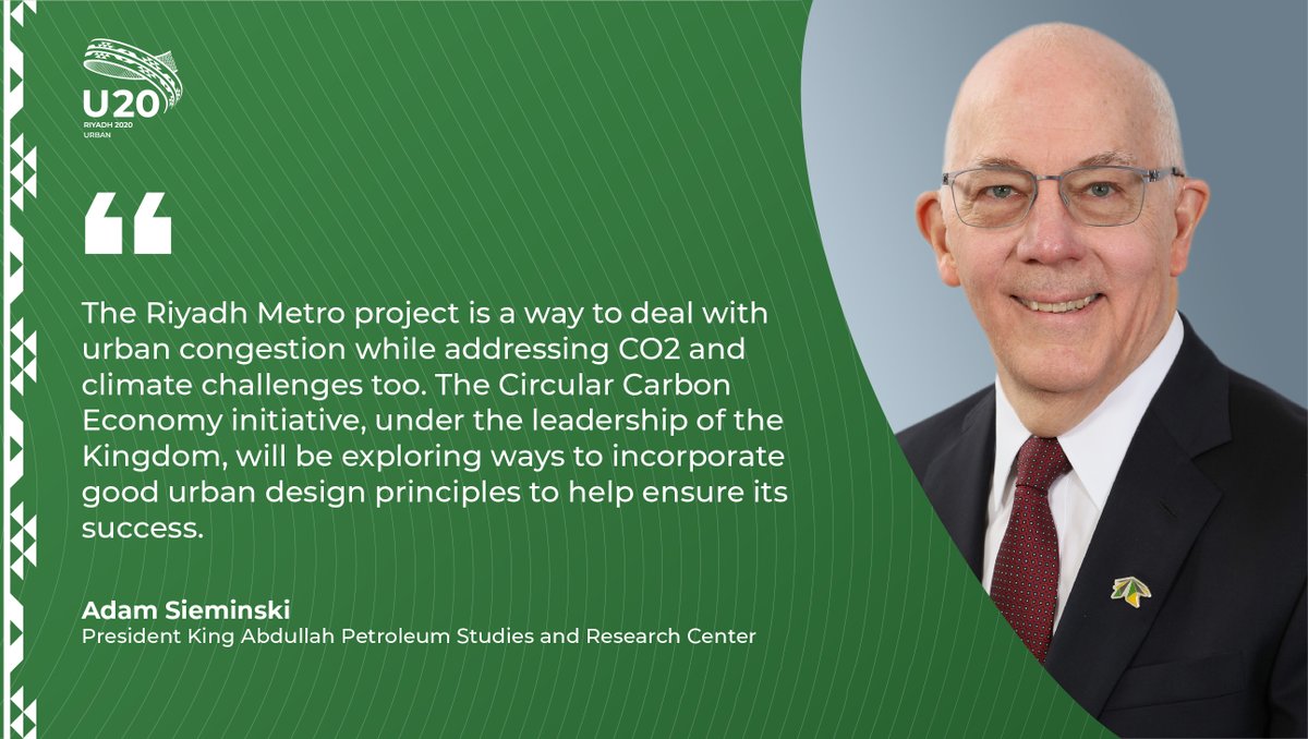 Adam Sieminski, President <a href="/KAPSARC/">KAPSARC | كابسارك</a>, highlighted the #Riyadh metro project during the #U20MayorsSummit.