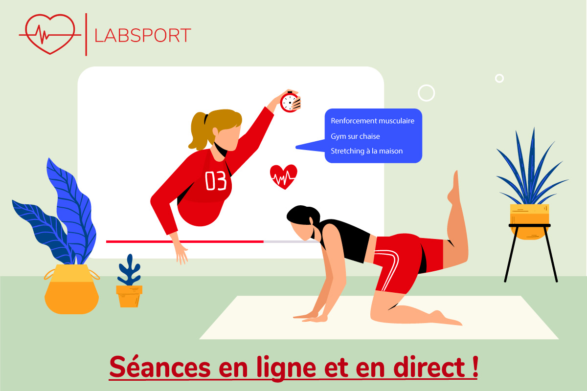 Si vous ne bénéficiez pas de prescription médicale, le <a href="/LAB_SPORT_44/">LABSPORT</a> vous propose des séances d'activités physiques en ligne et en direct sur les créneaux habituels de pratique.
Renforcement musculaire, gym sur chaise, stretching à la maison...
#APA #Sportsanté #innovation