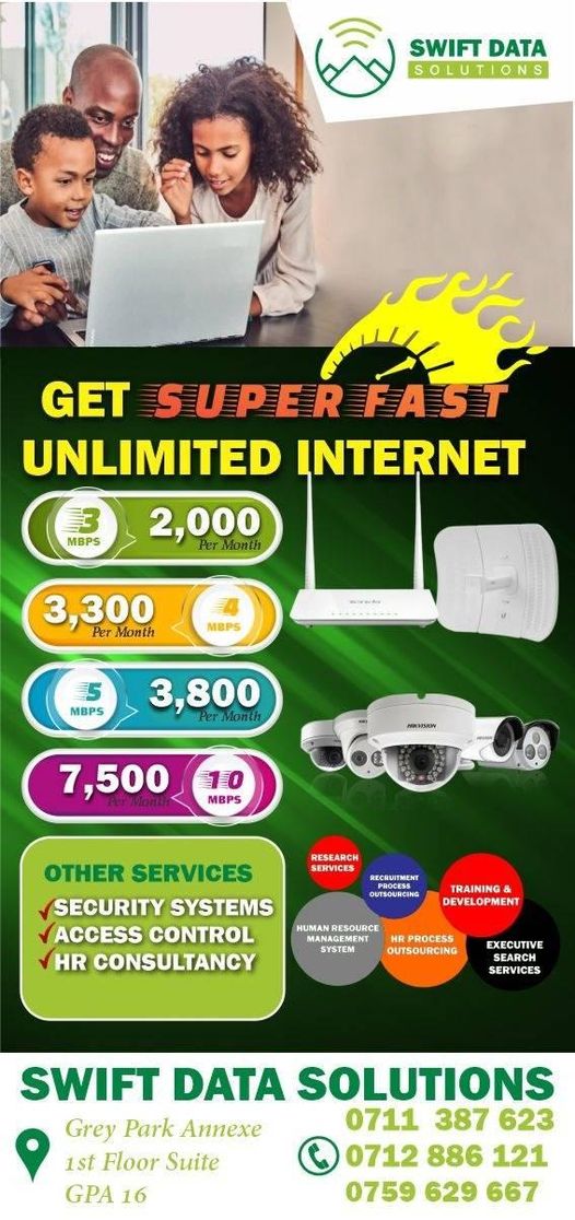 swiftdata1's tweet image. Get super fast unlimited internet with SWIFT DATA SOLUTIONS our packages are pocket friendly. 
we are located in Utawala along Eastern bypass Grey park Annexe 1st floor suit GPA 16. CALL 075962966 /0711387623/0712886121