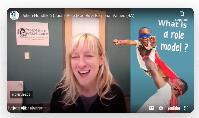 Artist-educator Lynda leads a virtual session on role models as part of our highly rated social and emotional learning (SEL) programs. Read more updates in November's Lab Notes: conta.cc/339ttyU