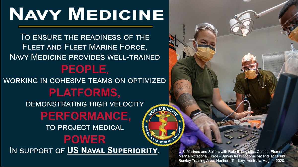#NavyMedicine priorities supporting the Fleet and Fleet Marine Force - People - Platforms - Performance - Power.