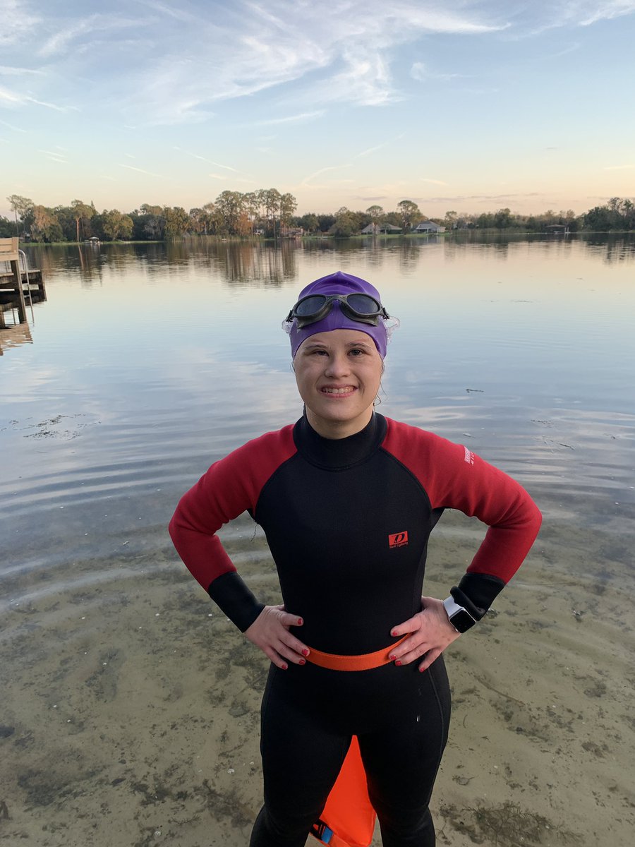 Great day to prepare for #USAT #ChallengeDaytona 😎 Swam across this lake and back, then 11 mile bike ride, and 3.5 mile run. #girlpower #downsyndrome #inspiration #swim #bike #run #triathalon #potd #nofilterneeded #AbigailTrisHard