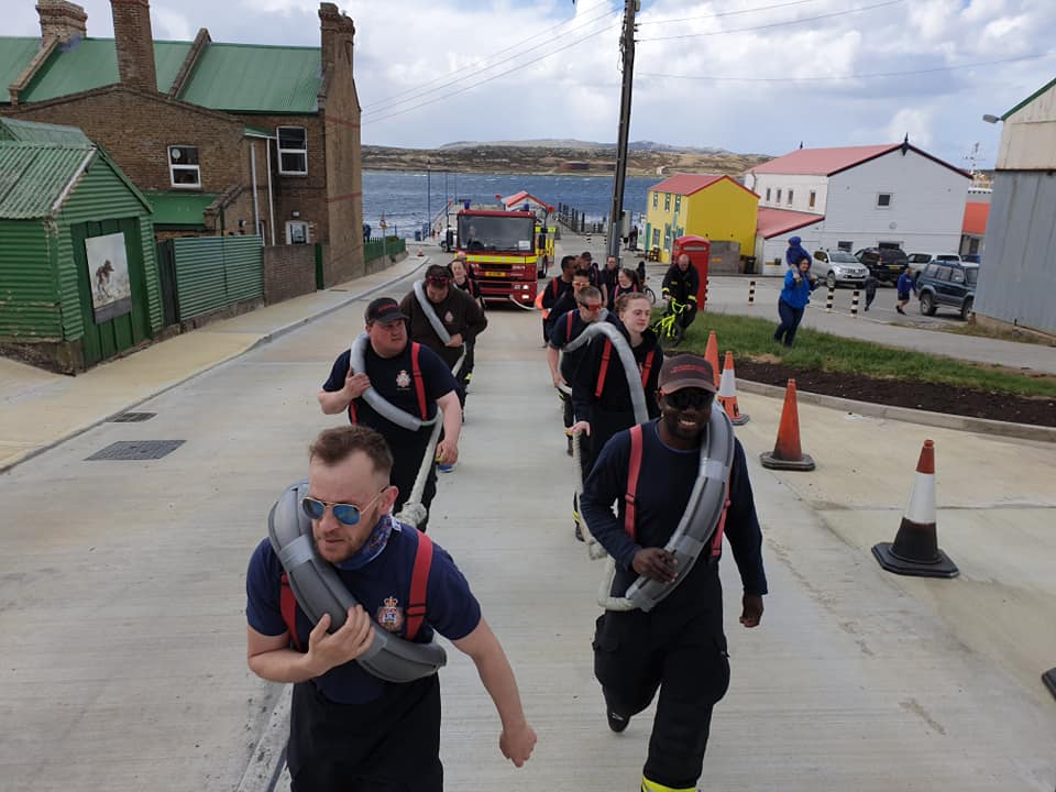 The Governor was delighted to start the annual Fire Engine Pull in aid of Stephen Jaffray Memorial Fund yesterday in Stanley.