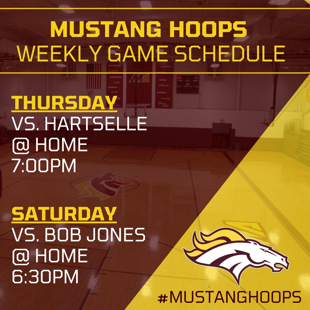 Two home games this week‼️ Come check us out and mask up❗️ #MustangHoops