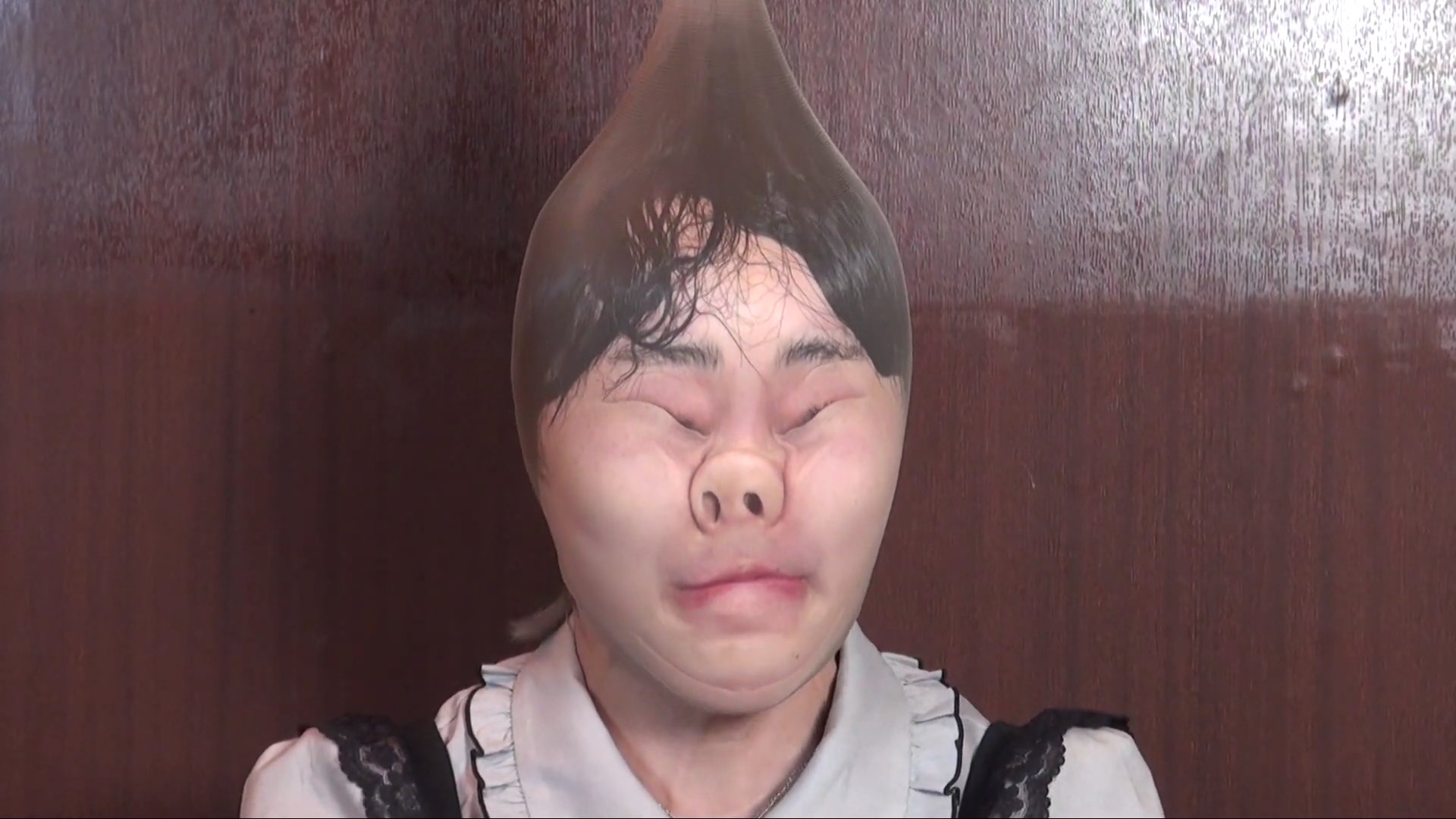 Panty hose sale on face