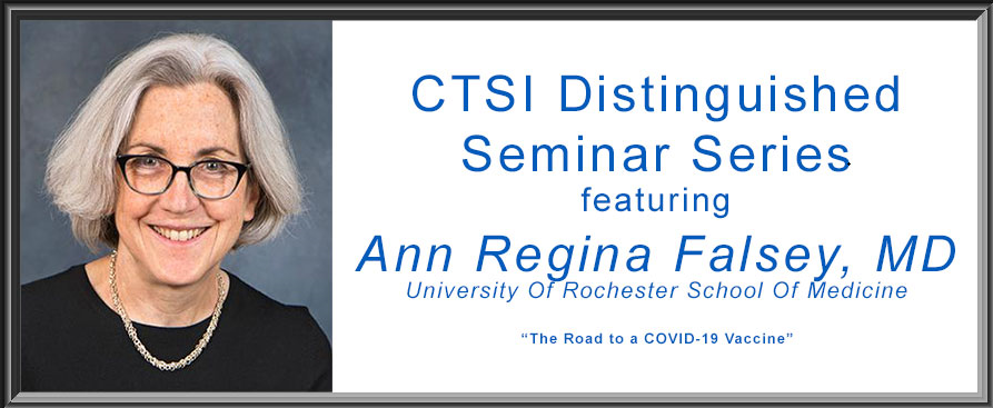 UBuffaloCTSI's tweet photo. What does the road to a #COVID19 vaccine look like? Find out tomorrow (Dec. 1) as world-renowned physician scientist Ann Regina Falsey, MD, discusses current vaccine clinical trials. The #UBuffalo CTSI virtual presentation starts at 9 a.m.

Register here: 
https://t.co/ufH6W6rel9 https://t.co/AbjZvvBuPs
