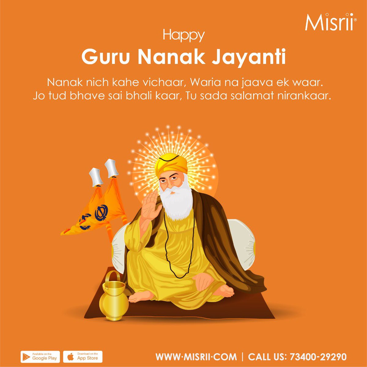 Happy Guru Nanak Jayanti ! Order Tasty, Healthy & Delicious Snacks On Misrii App bit.ly/2iKBGRo or via #Amazon Whatsapp: 7340029290 Visit: misrii.com #gurugobindsinghji #GuruNanakJayanti #gurunanak #misrii #jaipur