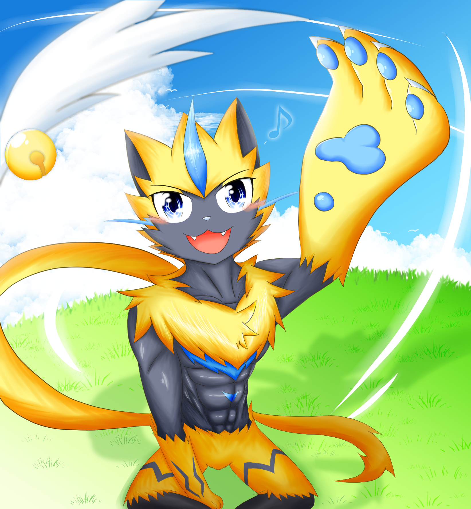 小嘉 塗個杰拉奧拉 ゼラオラ Owo ゼラオラ ポケモン剣盾 落書 ケモノ Furryart ケモショタ