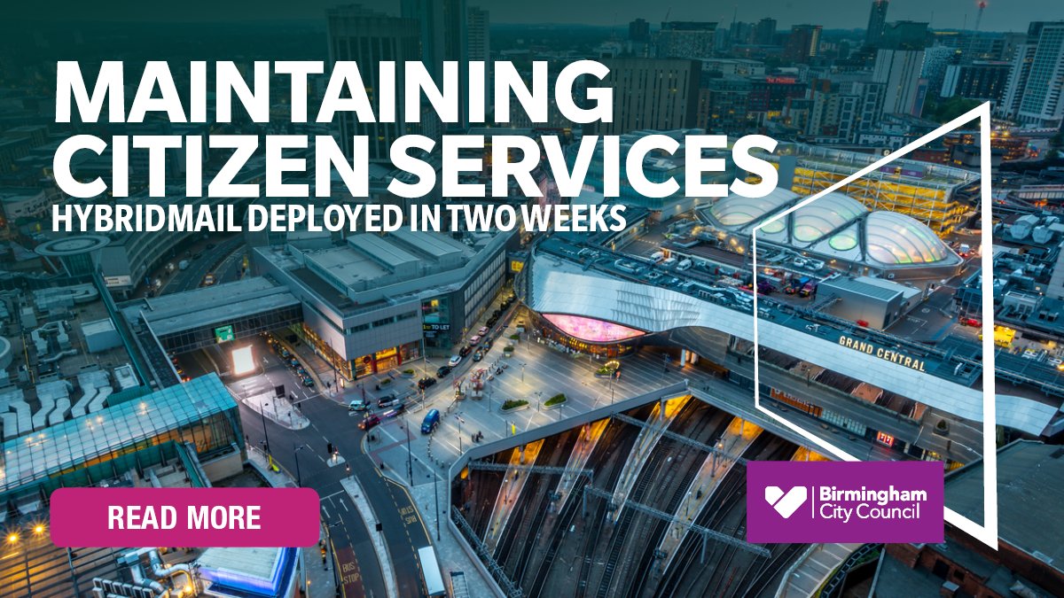 KonicaMinoltaGB's tweet photo. Birmingham City Council sends a high volume of post to its citizens every day.   Take a look at our case study to see how our Hybrid mail solution helped to support remote working the COVID-19 health crisis. https://t.co/vUeHRe3aD6 
#digitalmail #hybridmail #remotework https://t.co/EFl9Itv4EM