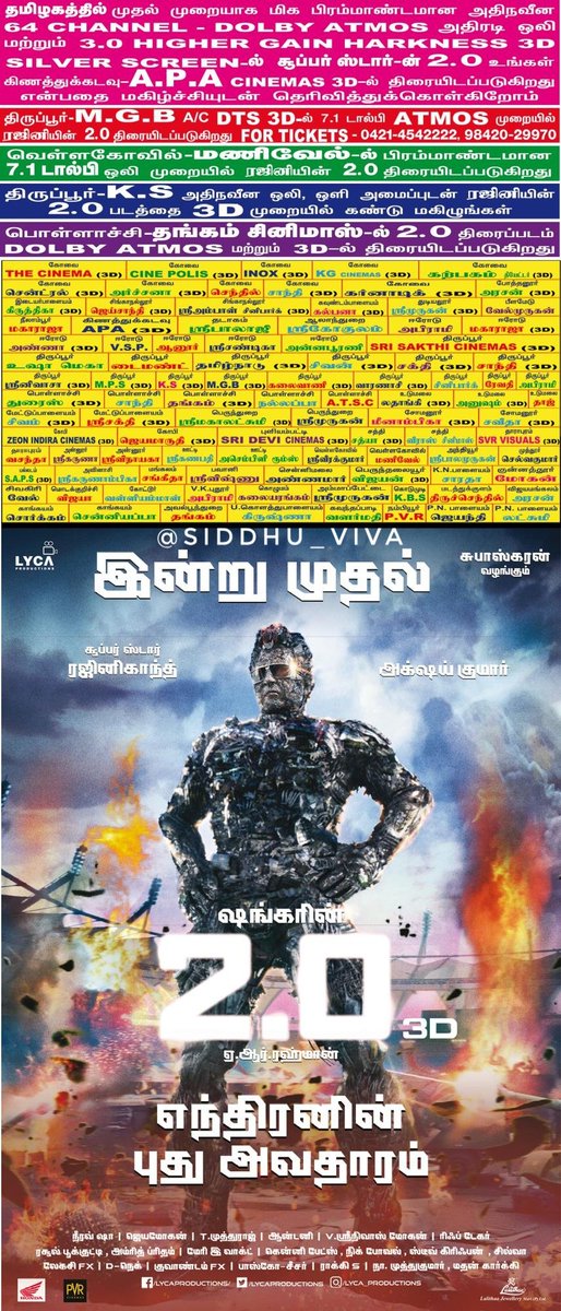 siddhu_viva's tweet photo. #2YearsOf2Point0
📽️ Movie that bring 3D in bigger canvas to many screens in TN
@doraismovieland @UmaaRajendra @JayalaxmiPpm @murugaramu_kkl
#Superstar #Rajinikanth #CineMinds https://t.co/YzIRcaH81u