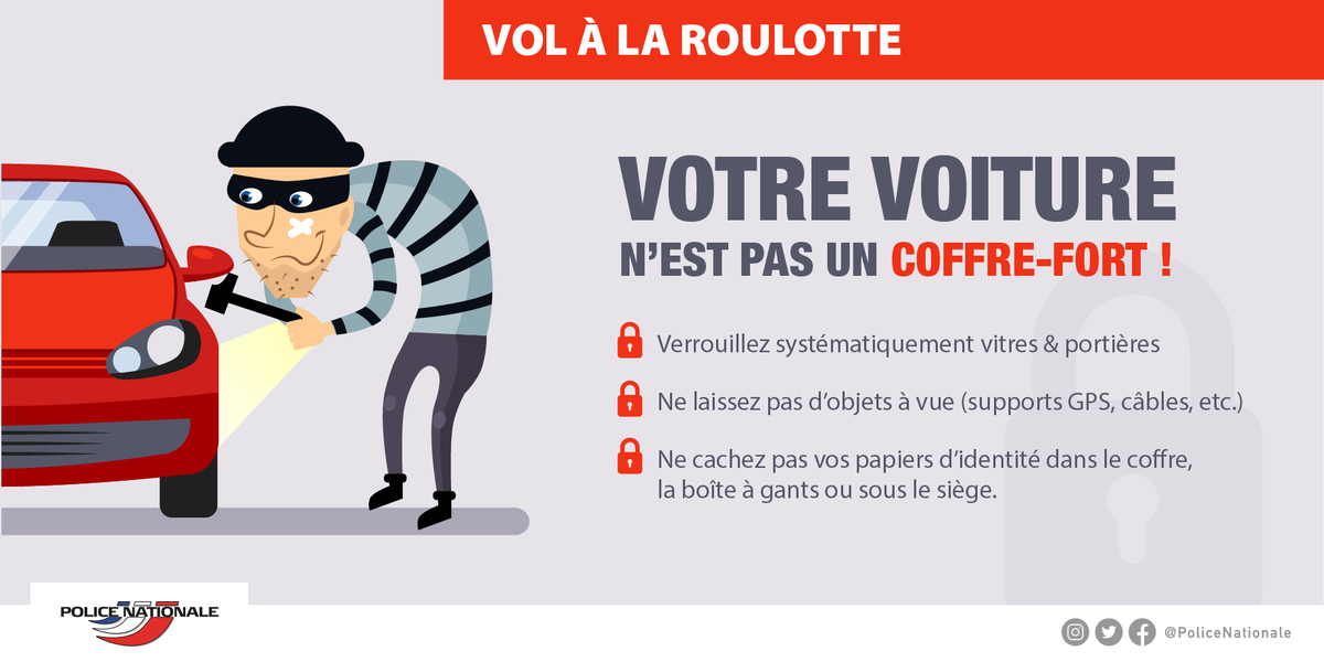 PoliceNat_21's tweet photo. [#SécuritéDuQuotidien] : face à la recrudescence des vols à la roulotte sur les lieux de promenade à #Dijon et #Chenôve, les policiers de @PoliceNat_21 appellent à la vigilance. Ne laissez pas des objets de valeur ou des sacs à main visibles depuis l'extérieur de votre véhicule. https://t.co/G4M8sMIH6C