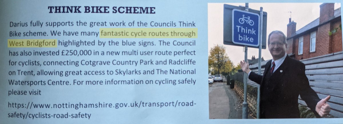Does anyone know where these "fantastic cycle routes through West Bridgford" which the Rushcliffe Conservatives are referring too in there latest "In Touch" newsletter actually are?