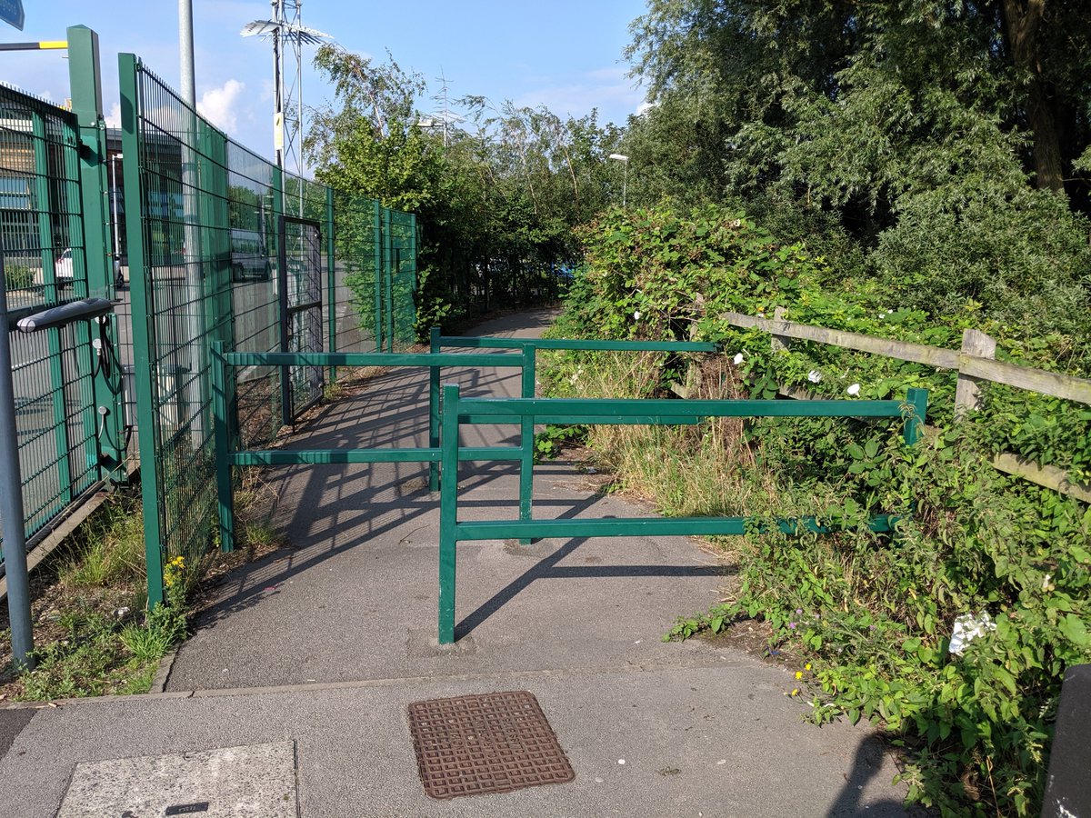 Okay, so not those. Perhaps they mean cycle routes to the Beckett School - which have even more discriminatory barriers on them, along the overgrown path
