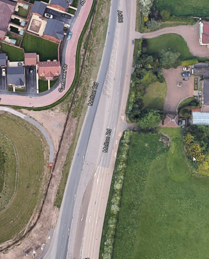... and the new build southern (shared path) stretch spits you out onto the newly widened road just as the two car lanes merge into one. So not Melton Road