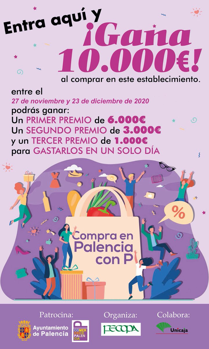 PalenciaAyto's tweet photo. La hostelería participará por vez primera en el tradicional concurso #Undíaentre10000euros promovido por @PalenciaAyto y #FECOPA para incentivar las compras navideñas en el comercio local.

https://t.co/TVRojJdjue https://t.co/xH10KVQ58Z
