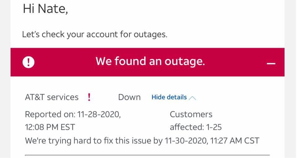 eastatlanta's tweet image. Dear @ATTHelp, in these times virtual schooling is hard without. Outage on 25th, but they said it wasn’t, the automated system didn’t detect it. Being without the internet was “fine” over Thanksgiving but we are missing work and school! #help #eastatlanta #ATTFiber