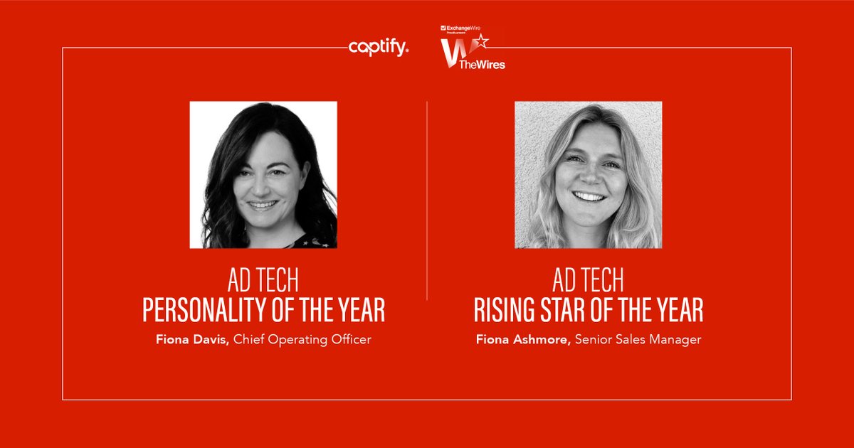 Captify's tweet photo. As if one Fiona being nominated wasn't enough, we've got two!

Shout out to @Captify's Fiona Davis and Fiona Ashmore who have both been shortlisted for @exchangewire's #TheWires awards 2020 🥳. They've got our vote, who's got yours? https://t.co/GWdkxzuvPa #awards #adtech https://t.co/5O3RoDZvke