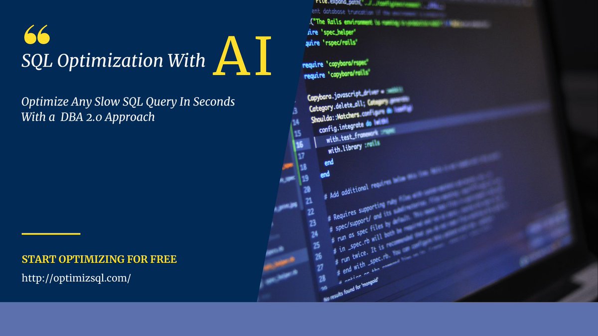 FrankCapraSQL's tweet image. You can save time and costs that arise from long hours of going through each query and analyzing it manually.
optimizsql.com
#programmer #technology #software #javascript #code #tech #SQLServer #DBA #Performance #Tuning #Optimization #SQLOptimization