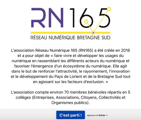 <a href="/LeRN165/">Réseau Numérique 165</a> lance une consultation ouverte afin d'actualiser sa mission parce que le contexte et les enjeux ont évolués depuis la création de l'asso (2016).
Vous souhaitez participer ?
Répondez au sondage en ligne > cutt.ly/6hjiOfe
<a href="/AssoDefis/">Association Défis</a> <a href="/cdplorient/">CDPLorient</a> <a href="/CampTIC/">Association Camp'TIC</a> <a href="/la_colloc/">La Colloc</a>