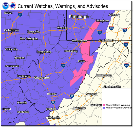 NWSCharlestonWV's tweet photo. !!!Snow expected tonight into Tuesday!!! A Winter Weather Advisory is in effect for tonight &amp; Tuesday for most areas. Area mountains have a Winter Storm Warning in effect. You can go to https://t.co/aW8kk5RDx0 for additional snow maps. #vawx #ohwx #kywx #vawx https://t.co/EvnfOmUtuT