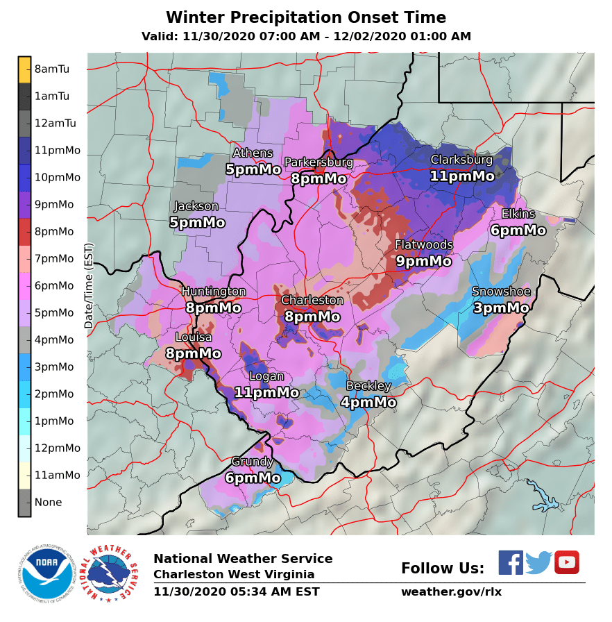 NWSCharlestonWV's tweet photo. !!!Snow expected tonight into Tuesday!!! A Winter Weather Advisory is in effect for tonight &amp; Tuesday for most areas. Area mountains have a Winter Storm Warning in effect. You can go to https://t.co/aW8kk5RDx0 for additional snow maps. #vawx #ohwx #kywx #vawx https://t.co/EvnfOmUtuT