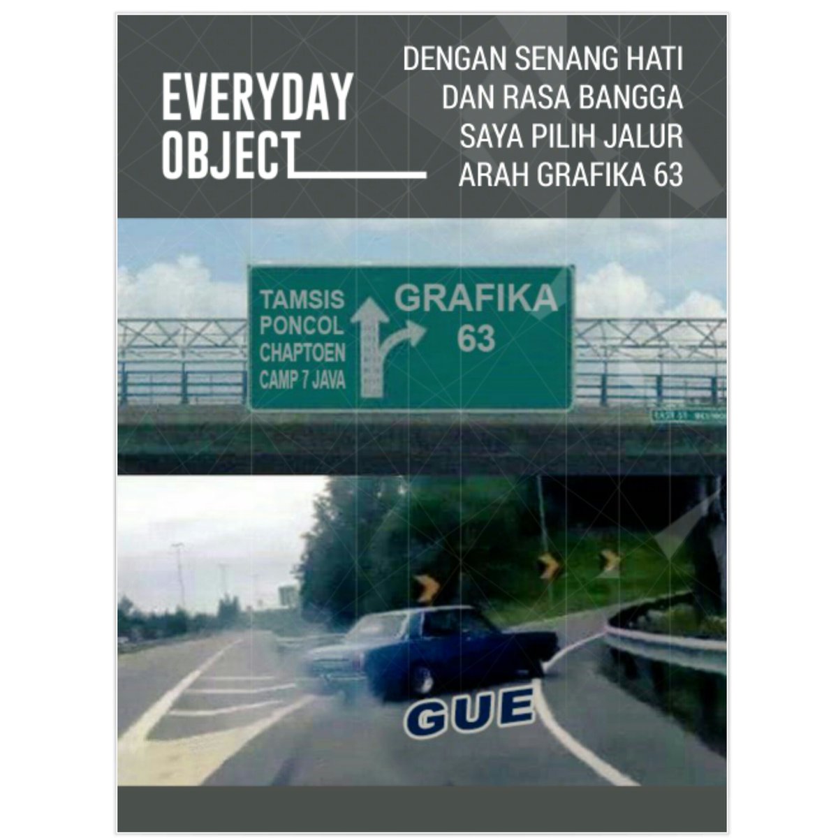 BNoiky's tweet image. Dengan senang hati dan rasa bangga saya pilih jalur arah GRAFIKA 63 JAKARTA . #everydayobject #grafika63 #jakarta #allbase