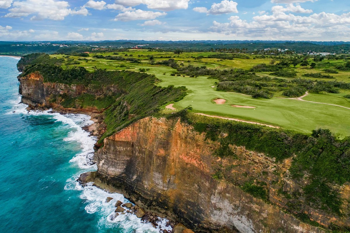 Breathtaking aerial photo of the Links Course at Royal Isabela in Puerto Rico. #golfdestinations #Travel #Golf #PuertoRico #Caribbean #LuxuryTravel #resort #oceanviews