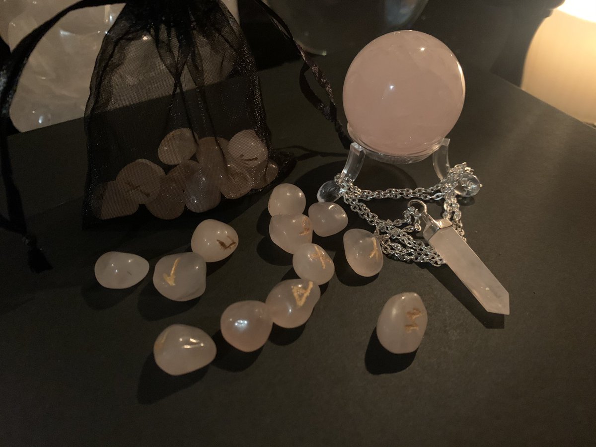 WickedVintageUK's tweet photo. #RoseQuartzDivinationSet #RoseQuartzGiftSet #HealingRoseQuartz #RoseQuartzSphere #RoseQuartzPendant #RoseQuartzRunes #Runestones https://t.co/TtlAdAa0jA