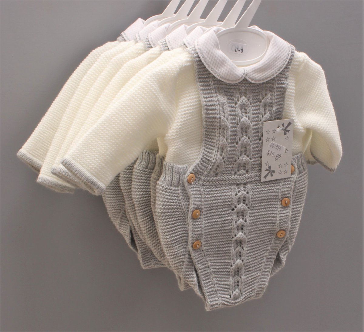 JuniorJungle's tweet photo. How cute are these knitted sets for baby boys? Available in grey and blue for only £19. Sizes NB, 0-3 months and 3-6 months. https://t.co/Xvx1oAk2Jz