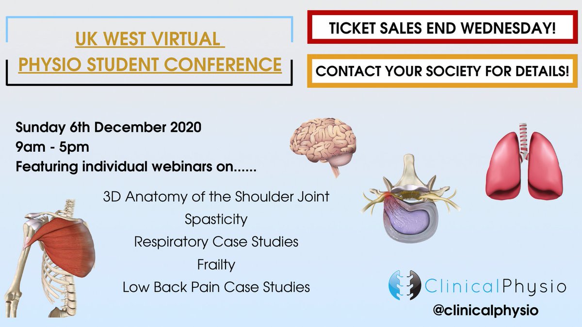 Clinical Physio (@clinicalphysio) on Twitter photo TICKETS AVAILABLE FOR 2 MORE DAYS ONLY!
Contact your society for details!
<a href="/bcuphysiosoc/">BCUPhysioSoc</a> <a href="/pacsociety/">PACS</a> @cuphysios @uob_physiosoc @uogphysiosoc <a href="/uwephysiosoc/">UWE Physio Soc</a> @uolphysio @plymuniphysio @uowphysio TICKETS AVAILABLE FOR 2 MORE DAYS ONLY!
Contact your society for details!
<a href="/bcuphysiosoc/">BCUPhysioSoc</a> <a href="/pacsociety/">PACS</a> @cuphysios @uob_physiosoc @uogphysiosoc <a href="/uwephysiosoc/">UWE Physio Soc</a> @uolphysio @plymuniphysio @uowphysio