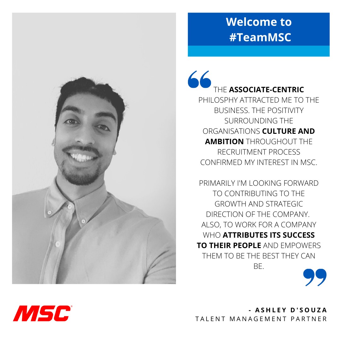 Today we welcome Ashley D’Souza to our #HumanResourcesTeam as #TalentManagementPartner 👋

Congratulations and good luck on your new journey with us, Ashley 🍀.  

#TeamMSC #WestMidlandJobs #BuiltToMakeYouBetter #OurPeopleOurStrengthOurDifference #JoinUs #Recruitment