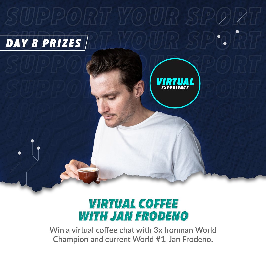 Day 8 of our charity prize draw is LIVE! 🎊 #SupportYourSport and donate towards the Triathlon Covid-19 Relief Fund to WIN HUGE PRIZES including a virtual coffee with current world #1 @janfrodeno ☕️ Full prize list / Donate to win 👉 pto.live/PTOCharityDraw