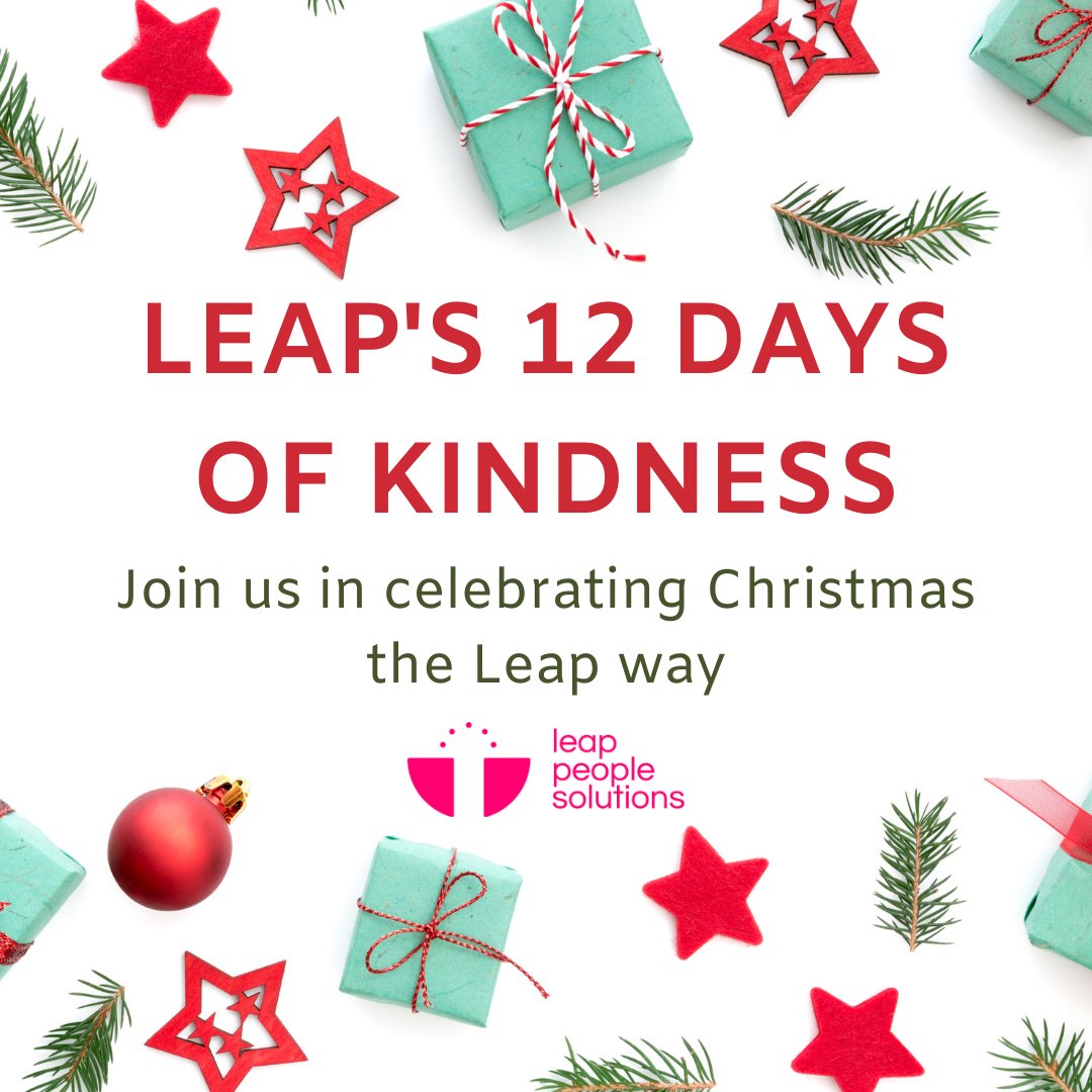 LeapPeople's tweet photo. We welcome you to celebrate the festive period the Leap way by joining our 12 Days of Kindness campaign.
Details of how to join in will be shared with each post.
#Leaps12daysofkindness #leappeoplesolutions #ChristmasKindness https://t.co/ox75KsqQCs