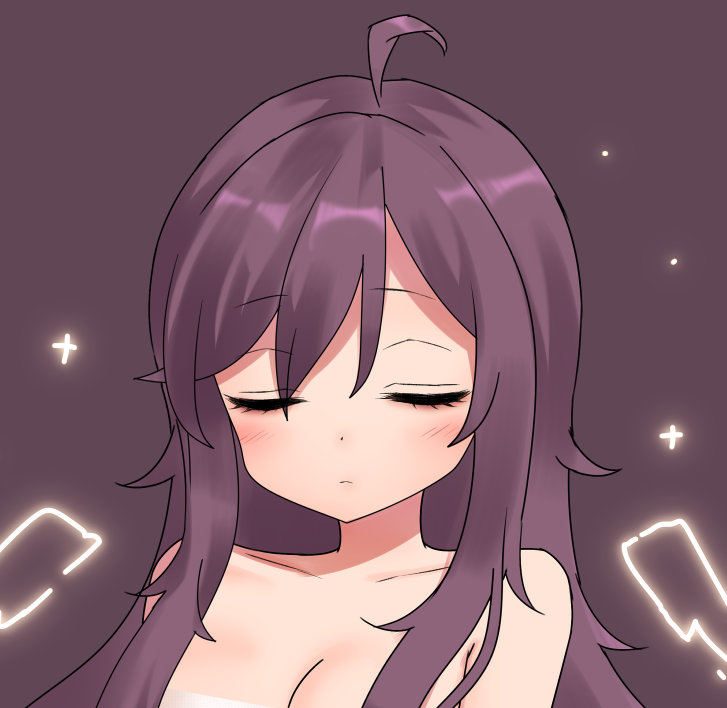 FANBOXに私デザインVtuberの設定画と軽い裏話を載せました!四人目は五女の滅紫フレナです。ガウスの上からですらなんか透けてますが一応健全な設定画です!https://t.co/pzo2IbkTbx 