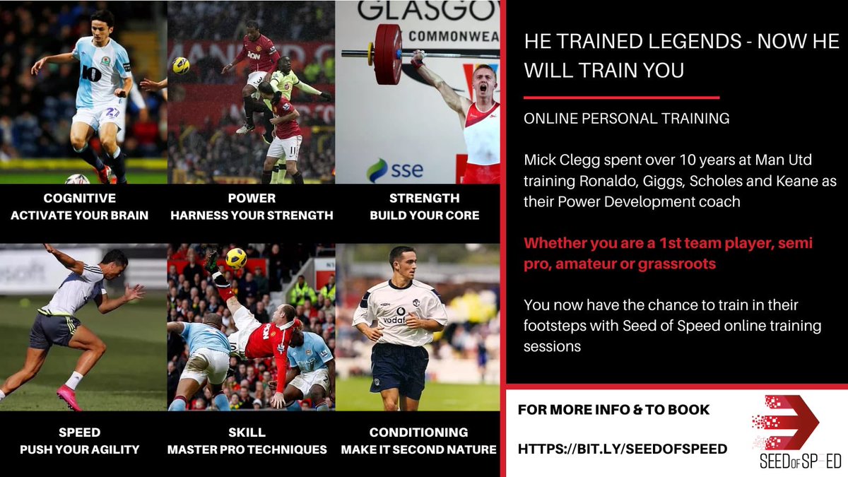 seedofspeed's tweet image. Book online training with Mick Clegg, to achieve your fitness goal. He assisted #SirAlexFerguson at #ManUtd as the #PowerDevelopment coach and worked with the likes of #Ronaldo, #Giggs, #Scholes and #Beckham. Book here bit.ly/seedofspeed #MUFC #personal_trainer