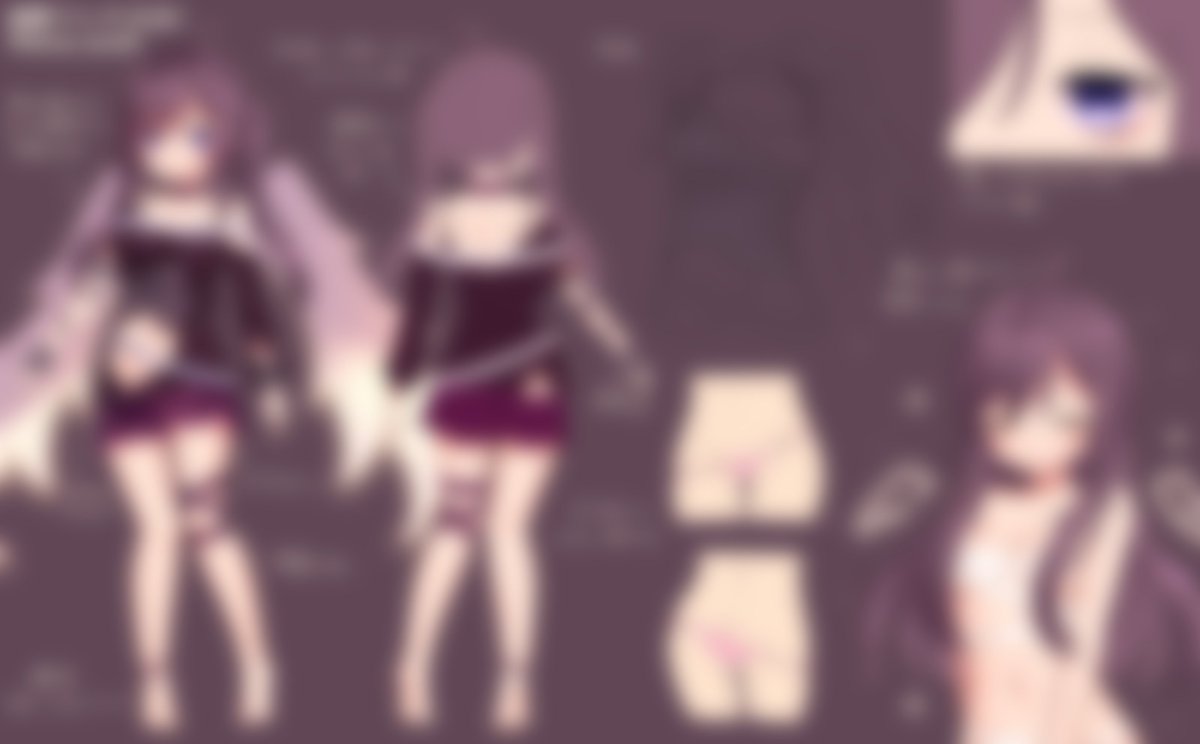 FANBOXに私デザインVtuberの設定画と軽い裏話を載せました!四人目は五女の滅紫フレナです。ガウスの上からですらなんか透けてますが一応健全な設定画です!https://t.co/pzo2IbkTbx 