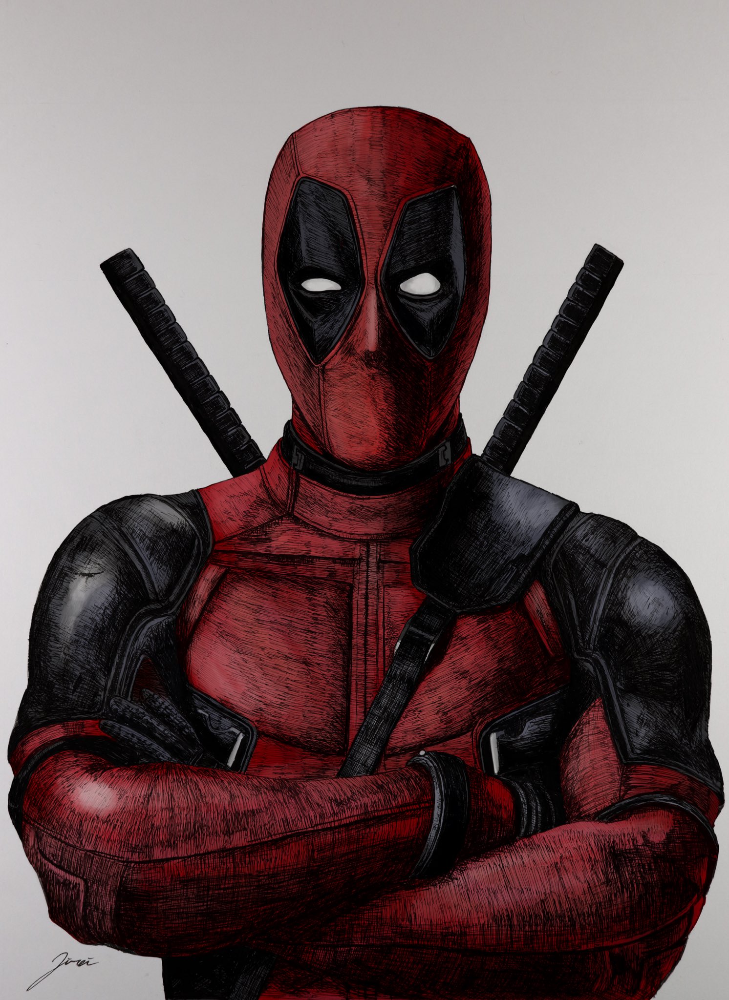 陽地ジレイ デッドプール Deadpool デッドプール デップー Deadpool Marvel イラスト ペン画 模写 Illustration Art T Co Es8bnuhnqm Twitter